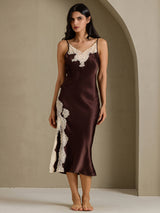 [Kaffee] SilkSilky-DE Sleeveless V Neck Nachthemden 009