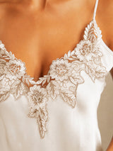 [Weiß] SilkSilky-DE Sleeveless V Neck Nachthemden 004