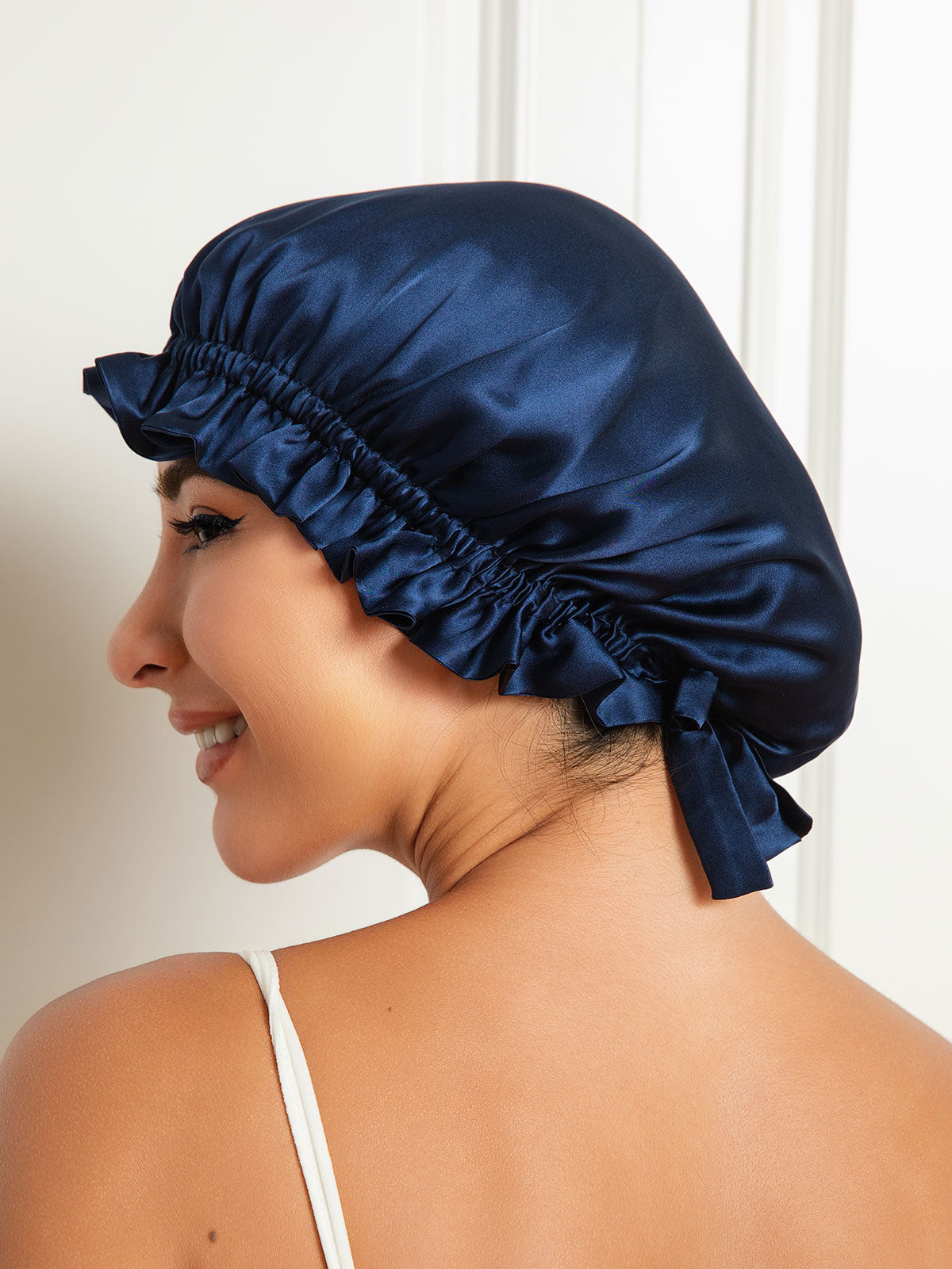 SilkSilky-DE Reine Seide Sleep Cap Dunkelblau 001