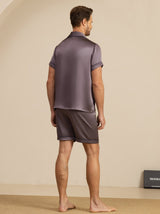 [Lilagrau] SilkSilky-DE Short Sleeve Notch-Kragen Herren Pyjamas 002