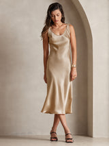 [Champagner Gold] SilkSilky-DE Sleeveless Kleider 003