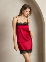 [Rotwein] SilkSilky-DE Spaghetti Strap Cami Top 004