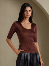 [Kaffee] SilkSilky-DE Half Sleeve T-Shirt 005