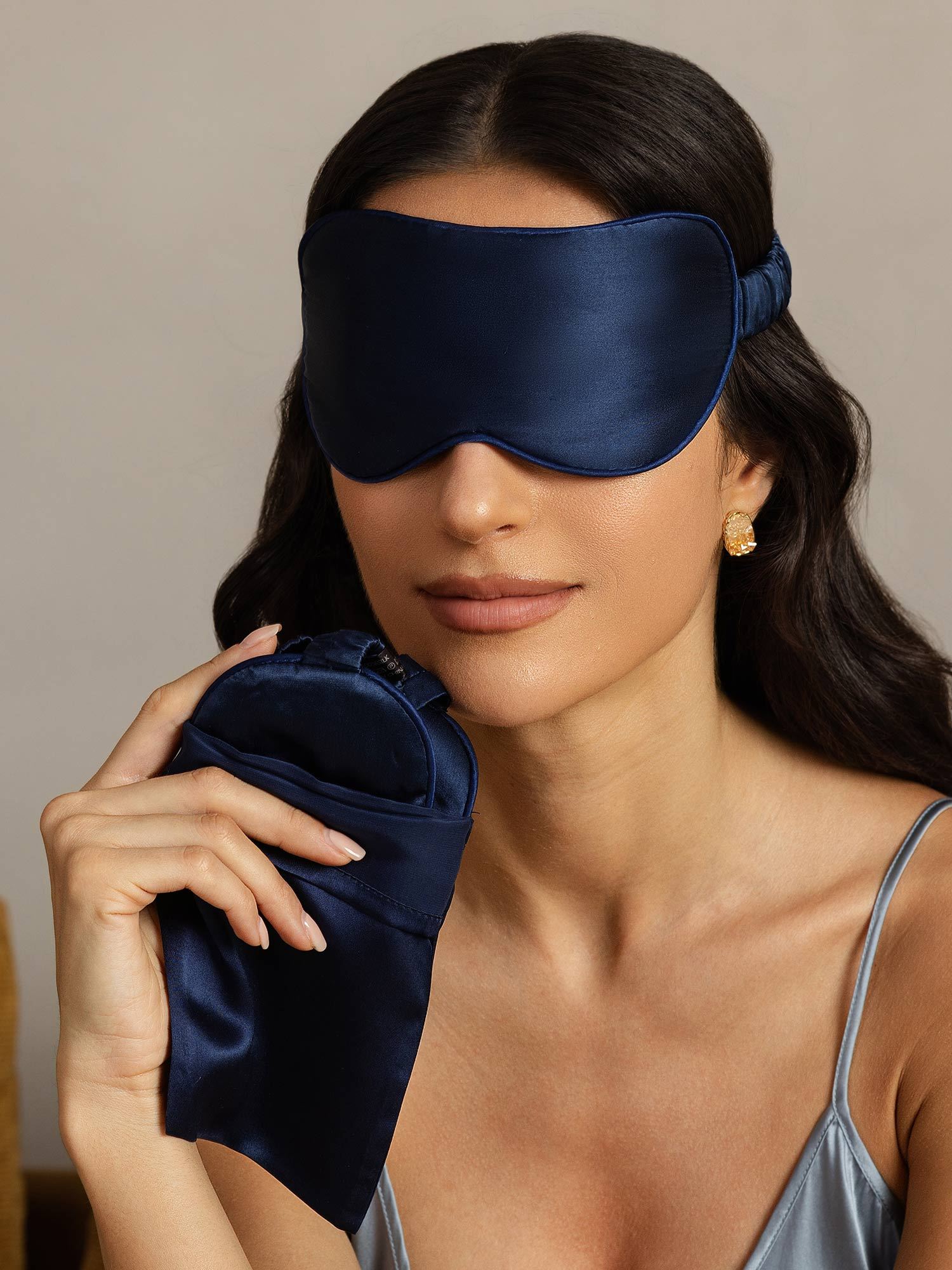 [Dunkelblau] SilkSilky-DE Reine Seide Eye Mask 001