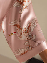 [Rosa] SilkSilky-DE 19Momme 3/4-lange Ärmel Damen Morgenmantel 004