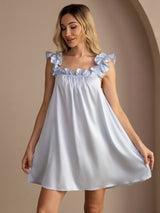 [Graublau] SilkSilky-DE Sleeveless Square Neck Nachthemden 004