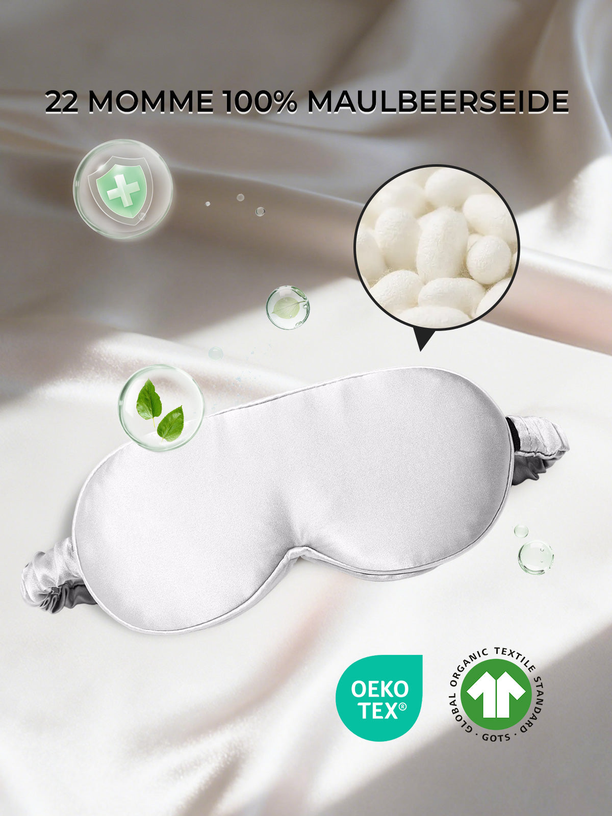 [Hellgrau] SilkSilky-DE Reine Seide Eye Mask 002