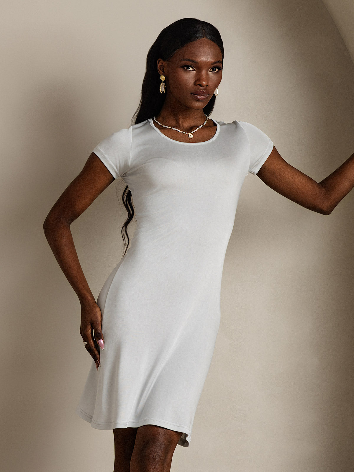 [Weiß] SilkSilky-DE Seidenstrick Womens Loungewear 001,