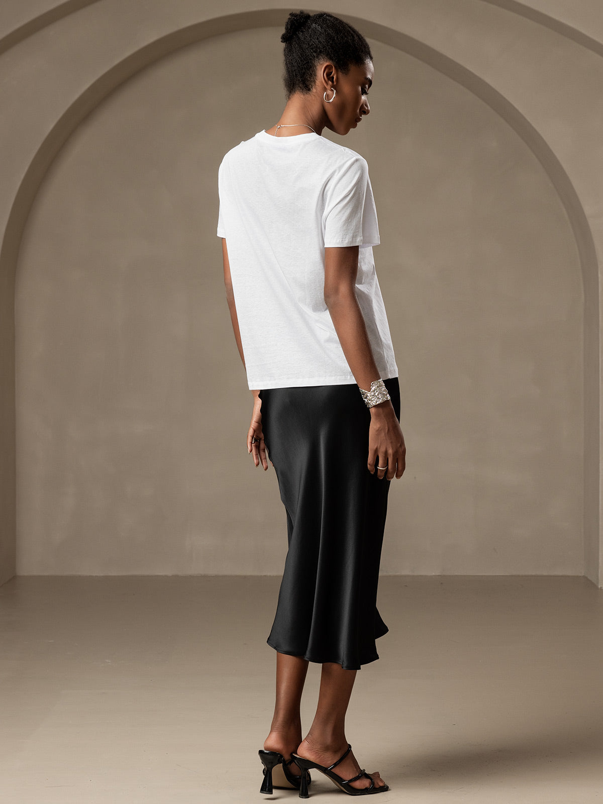 [Weiß] SilkSilky-DE Seidenstrick Womens T-Shirt 002