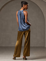 [Echtes Petrol] SilkSilky-DE Sleeveless Halter T-Shirt 002