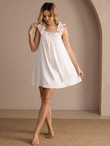 [Weiß] SilkSilky-DE Sleeveless Square Neck Nachthemden 007