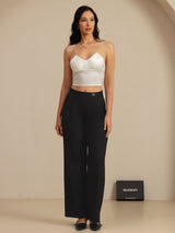 [Weiß] SilkSilky-DE Spaghetti Strap V Neck Cami Top 008