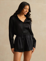 [Schwarz] SilkSilky-DE 19Momme Damen Shorts 003