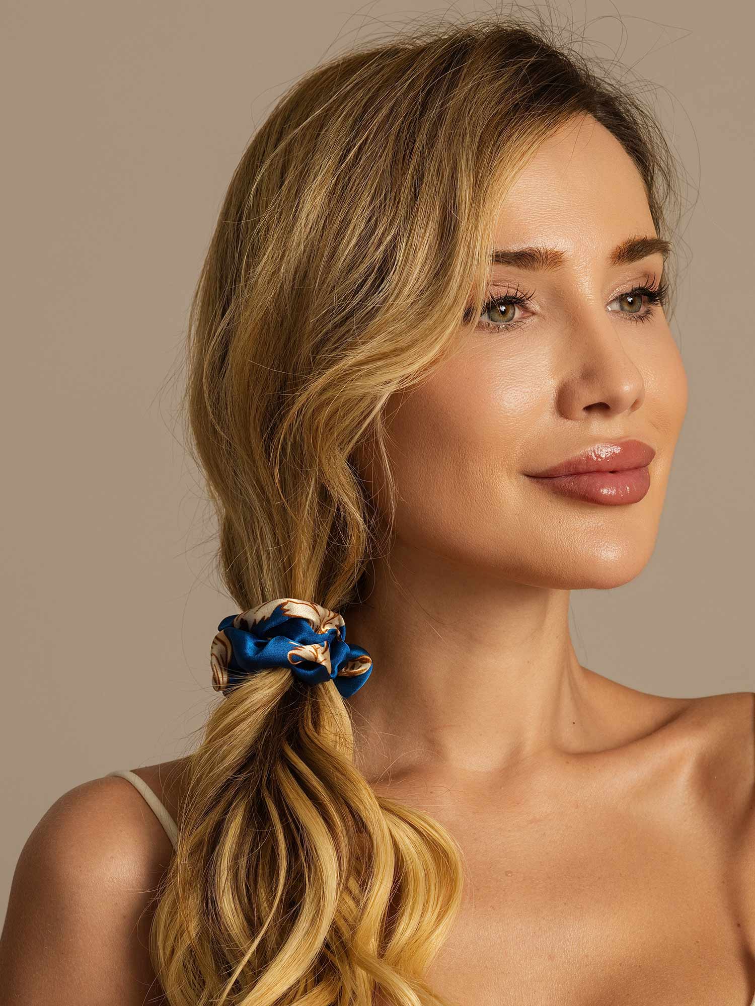 [Navy Drache] SilkSilky-DE 19Momme Reine Seide Scrunchie 001,