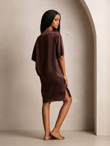 [Braun] SilkSilky-DE Half Sleeve V Neck Nachthemden 002
