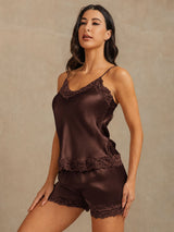 [Braun] SilkSilky-DE Sleeveless V Neck Camisole-Set 001