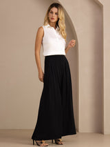 [Weiß] SilkSilky-DE Sleeveless Lapel Collar Damenhemd 008