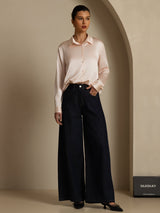 [Hellrosa] SilkSilky-DE Long Sleeve Lapel Collar Damenhemd 006
