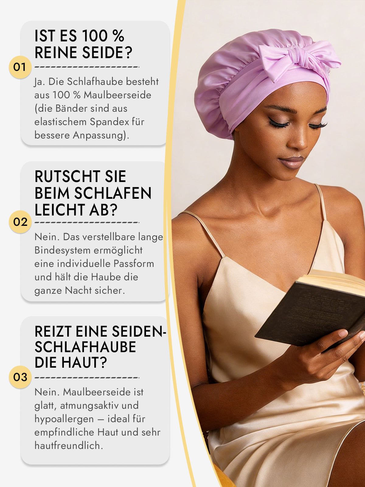 [Lavendel] SilkSilky-DE Reine Seide Sleep Cap 006