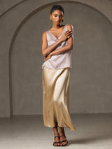 [Schatten Grau] SilkSilky-DE Sleeveless V Neck Cami Top 007