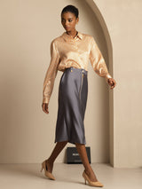 [Floral] SilkSilky-DE Long Sleeve Lapel Collar Damenhemd 007