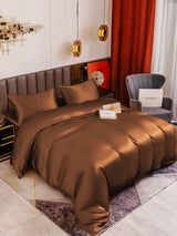 [Kaffee] SilkSilky-DE 19Momme Reine Seide Bedding Set 002