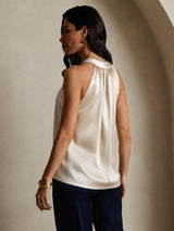 [Beige] SilkSilky-DE Sleeveless Halter T-Shirt 002