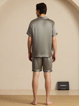 [Graugrün] SilkSilky-DE Short Sleeve Notch-Kragen Herren Pyjamas 002
