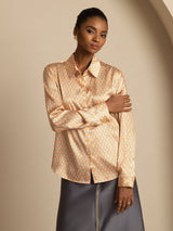 [Floral] SilkSilky-DE Long Sleeve Lapel Collar Damenhemd 003