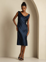 [Dunkelblau] SilkSilky-DE Sleeveless Cowl Neck Kleider 008