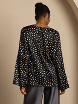 [Punktmuster] SilkSilky-DE 19Momme Seide Langärmelig Blouse 002