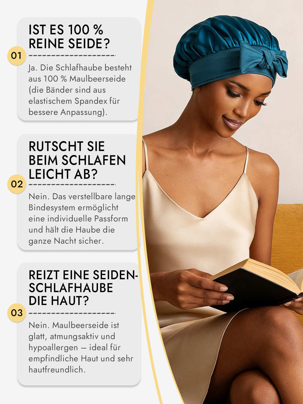 [König Blau] SilkSilky-DE Reine Seide Sleep Cap 006