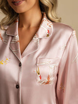 [Rosa] SilkSilky-DE Long Sleeve Notch-Kragen Damen Pyjamas 004