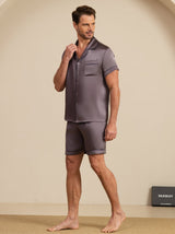 [Lilagrau] SilkSilky-DE Short Sleeve Notch-Kragen Herren Pyjamas 004