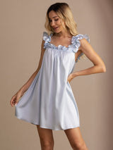 [Graublau] SilkSilky-DE Sleeveless Square Neck Nachthemden 005