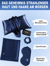 [Dunkelblau] SilkSilky-DE 19Momme Reine Seide Pillowcase Set 002