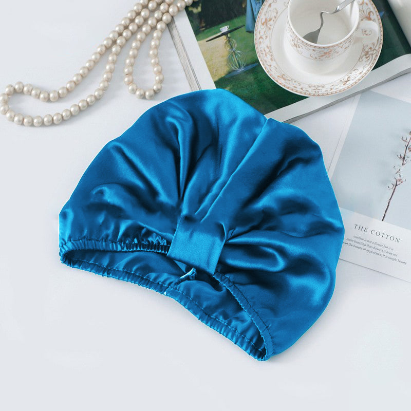 [König Blau] SilkSilky-DE Reine Seide Sleep Cap 002,