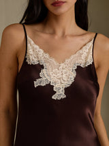 [Kaffee] SilkSilky-DE Sleeveless V Neck Nachthemden 004