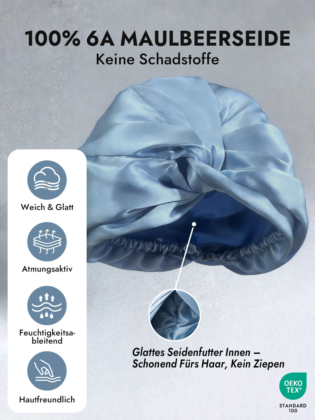 [Stahlblau] SilkSilky-DE Schlafmützen 003