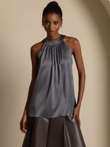 [Dunkelgrau] SilkSilky-DE Sleeveless Halter T-Shirt 001