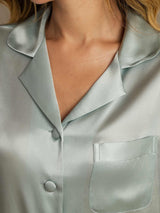 [Hellblau] SilkSilky-DE Reine Seide Womens Pajamas 007,