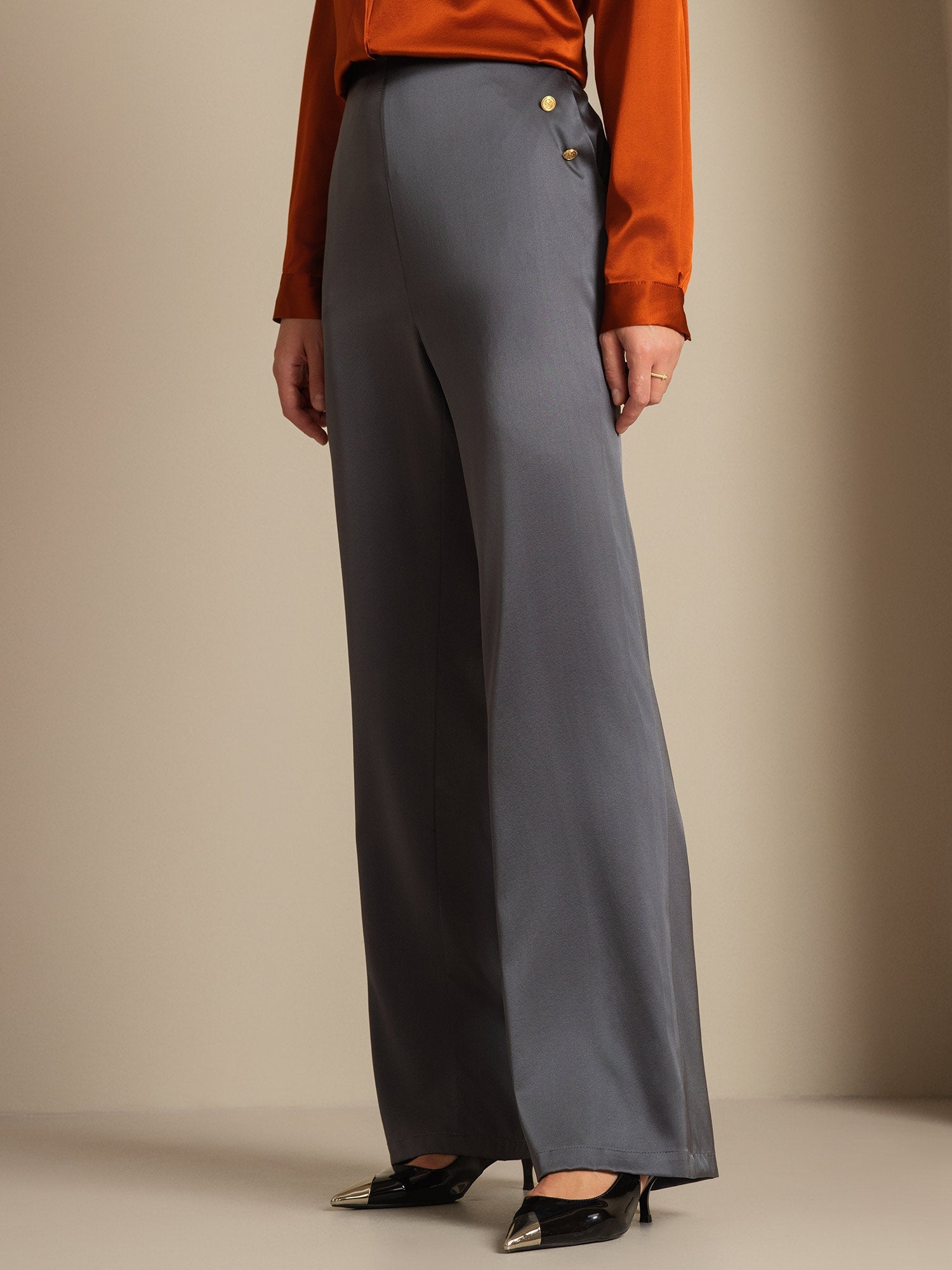 [Dunkelgrau] SilkSilky-DE 19Momme Seide Womens Pants 005,