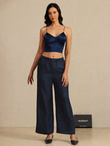 [Dunkelblau] SilkSilky-DE Spaghetti Strap V Neck Cami Top 007