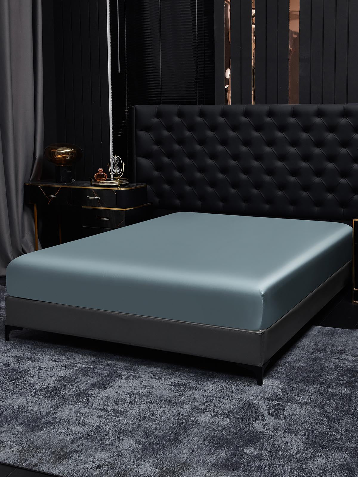 [Graublau] SilkSilky-DE 19Momme Reine Seide Sheet 001
