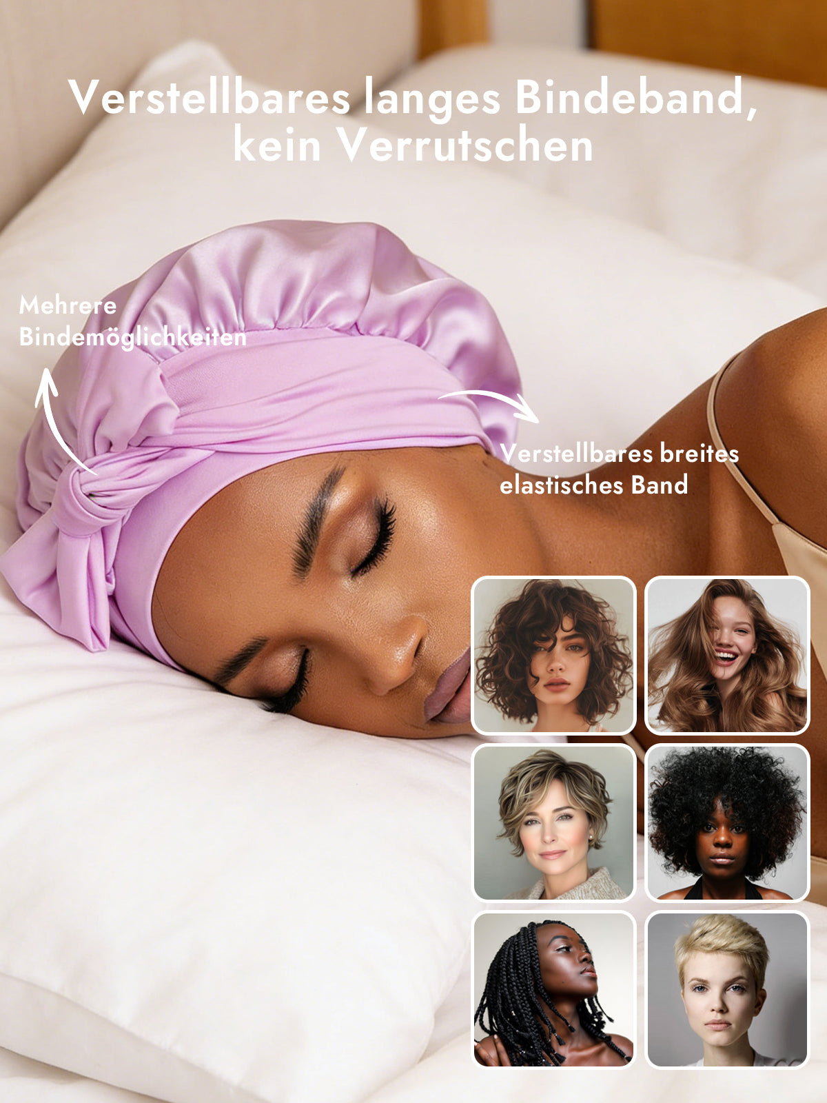 [Lavendel] SilkSilky-DE Reine Seide Sleep Cap 004