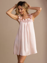 [Rosa] SilkSilky-DE Sleeveless Square Neck Nachthemden 001