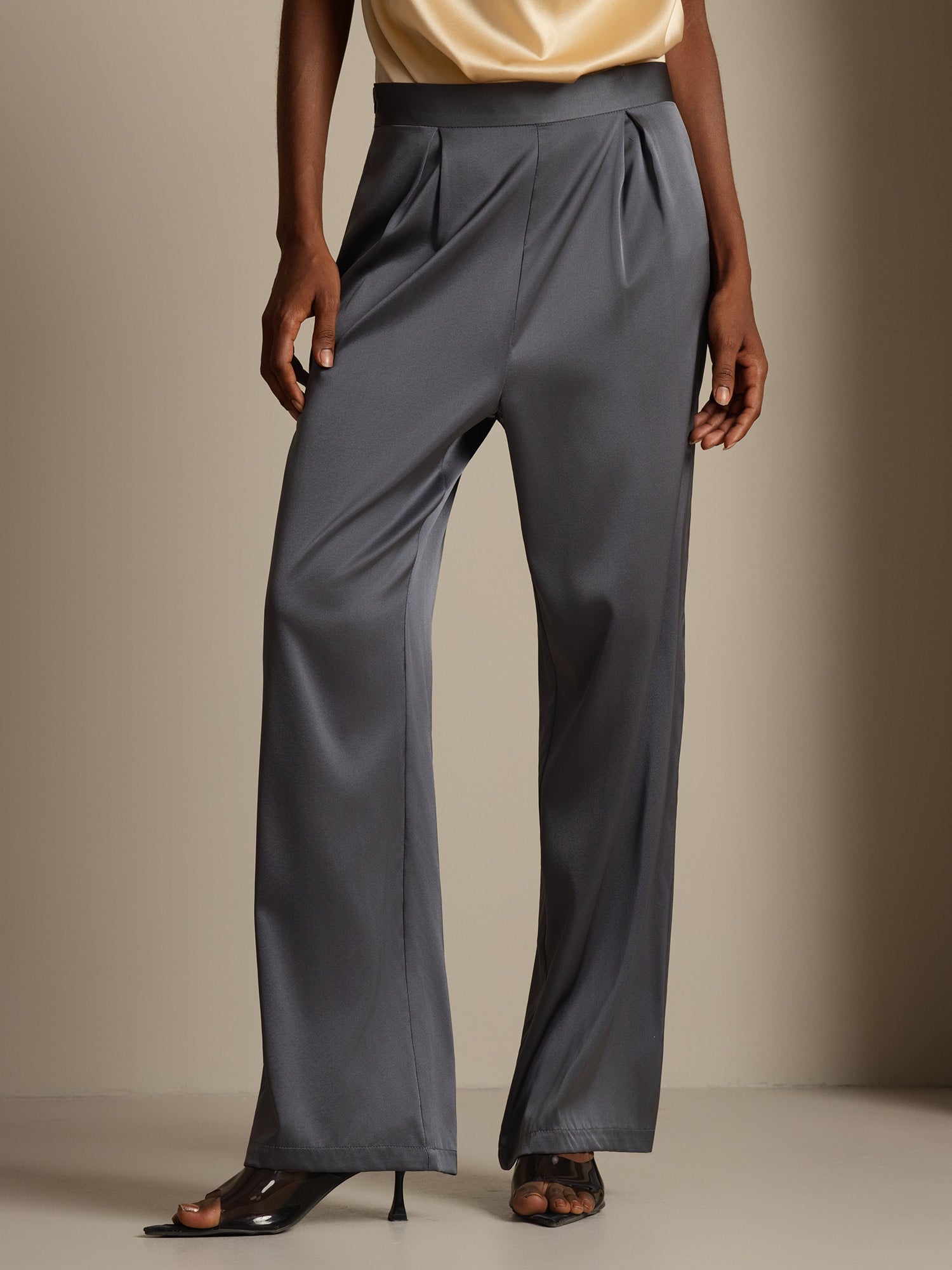 [Dunkelgrau] SilkSilky-DE 19Momme Seide Womens Pants 003,