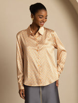 [Floral] SilkSilky-DE Long Sleeve Lapel Collar Damenhemd 001