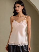 [Rosa] SilkSilky-DE Spaghetti Strap V Neck Cami Top 001