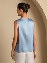 [Graublau] SilkSilky-DE Sleeveless V Neck Damenhemd 002
